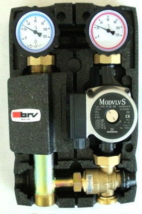 Насосная группа BRV 1"  c насосом UPSO 25-65 Grundfos c термостатическим клапаном